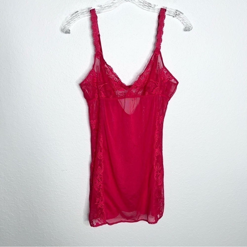 Victoria secret slip large sheer pj lingerie red dress nightie chemise  b4